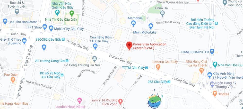 Địa chỉ nộp hồ sơ xin visa Hàn Quốc tại Hà Nội - KVAC Hà Nội