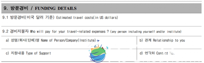 kinh phí mẫu đơn xin visa hàn quốc